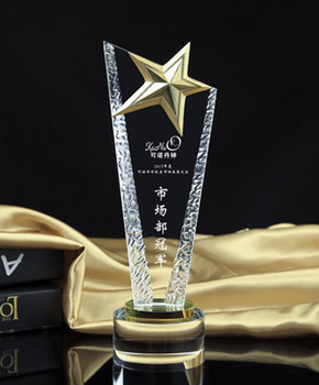 金属五角星奖杯水晶星星奖牌定制